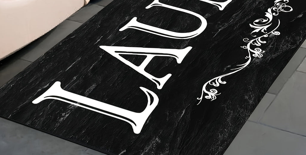 Laundry Room Mat Black & White LAUNDRY Text Non-Slip Machine Washable - Soft Polyester Cut-Pile Floor Rug for Laundry Room, Bathroom, Kitchen & Hallway, Bold Lettering Modern Farmhouse Decor