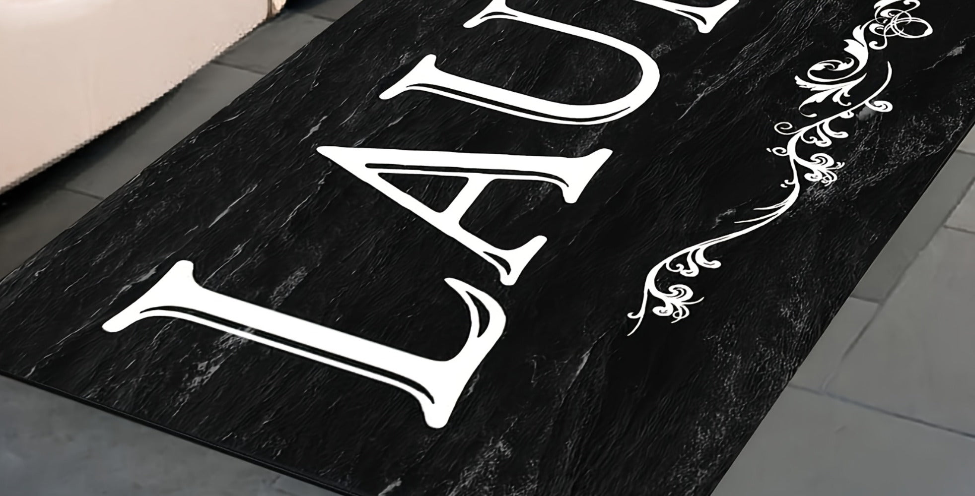 Laundry Room Mat Black & White LAUNDRY Text Non-Slip Machine Washable - Soft Polyester Cut-Pile Floor Rug for Laundry Room, Bathroom, Kitchen & Hallway, Bold Lettering Modern Farmhouse Decor