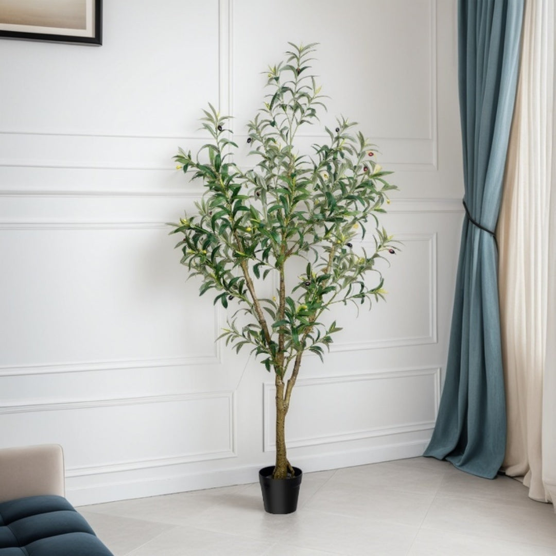 Artificial Olive Tree Indoor Tall Faux Potted Plant with Lifelike Leaves and Fruits for Living Room Office Bedroom Porch Home Decor Housewarming Gift 5FT 6FT 7FT