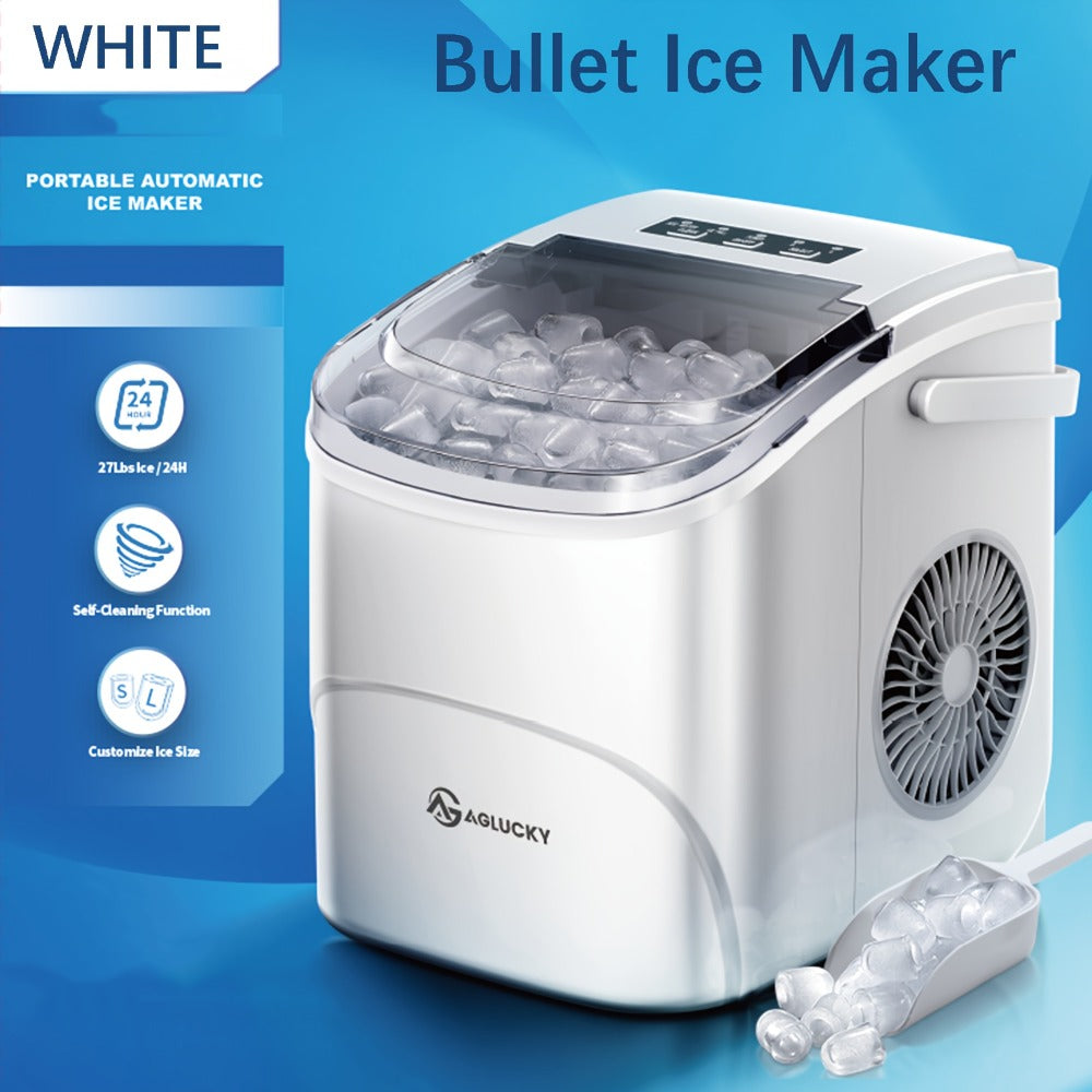 Bullet Ice Maker ¨C 26 Lbs Daily Countertop Ice Machine, Self-Cleaning, Includes Ice Scoop & Basket, Available in Green, White, Black & Grey, Perfect Holiday Gift for Home & Kitchen