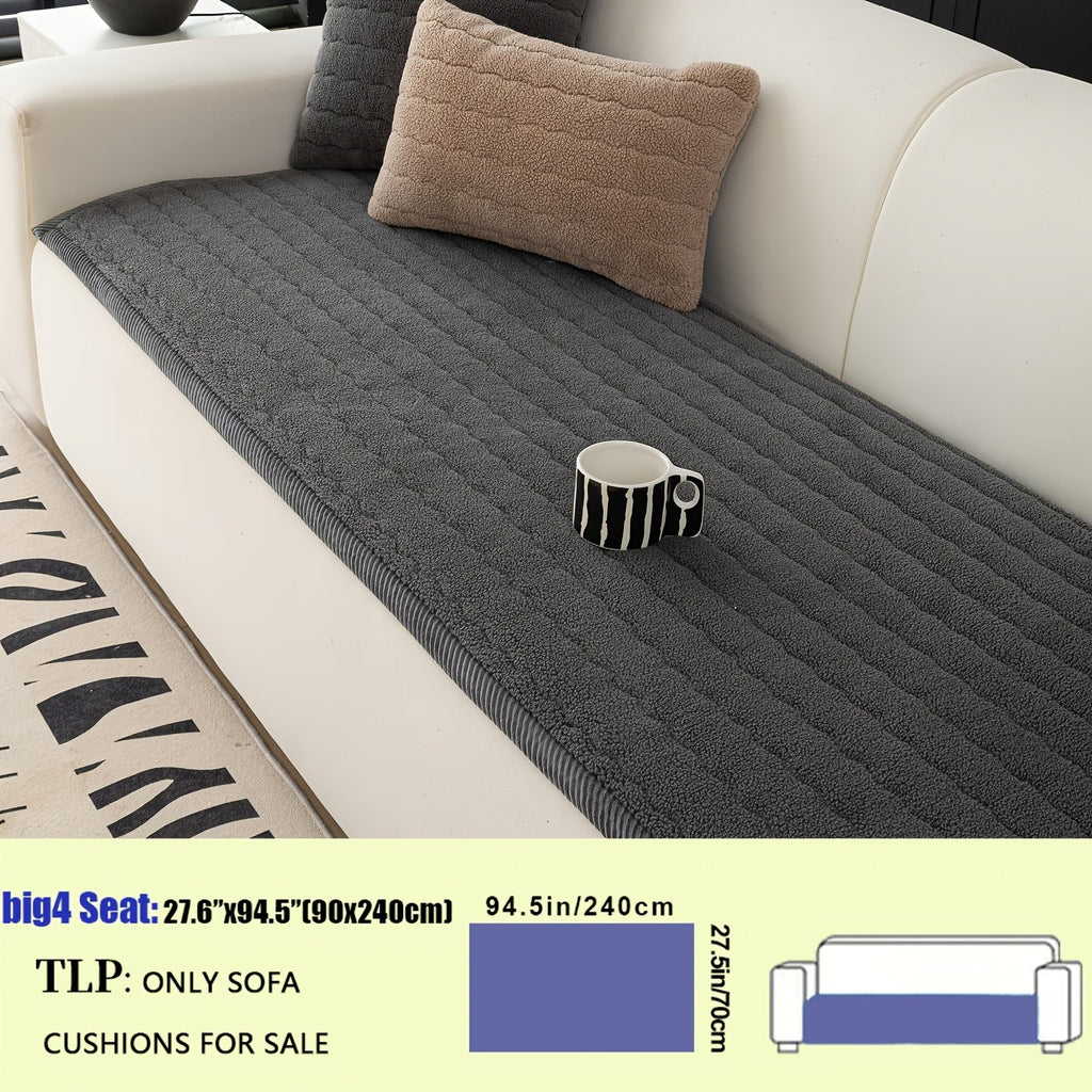 Plush Sofa Cover Bohemian Style Thickened Short Plush Non-Slip Machine Washable Pet Friendly Sofa Slipcover for Living Room Bedroom Office - Armrest Pad to 4 Seater