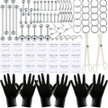 Professional Piercing Kit 120pcs ¨C Complete Body Piercing Set with Stainless Steel Needles, Clamps, Gloves & Jewelry for Ear, Nose, Septum, Belly Button, Lip & Tongue