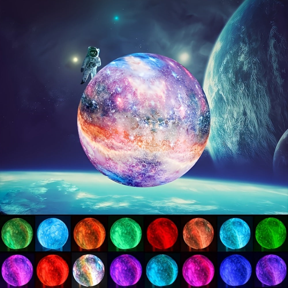3D Moon Lamp 16 Colors LED Night Light with Remote Control USB Powered Solid Wood Stand 16 Inch Colorful Ball Moon Light Unique Birthday Gift for Bedroom Home Decor Kids Adults
