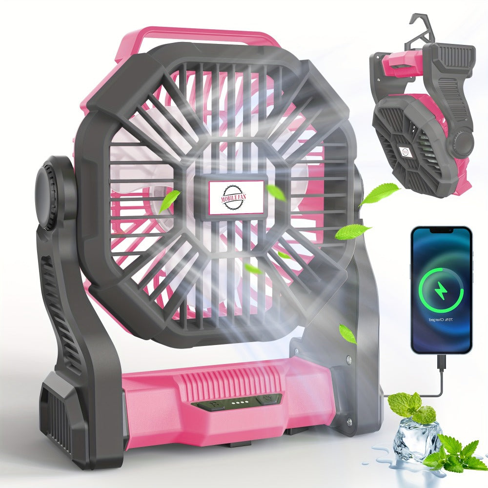 Camping Fan with LED Lantern, 3-in-1 Battery Powered Portable Fan Light for Tent Outdoor, Rechargeable Electric Fan with Timer 360¡ã Rotation, for Camping Hiking Barbecue Travel Emergency
