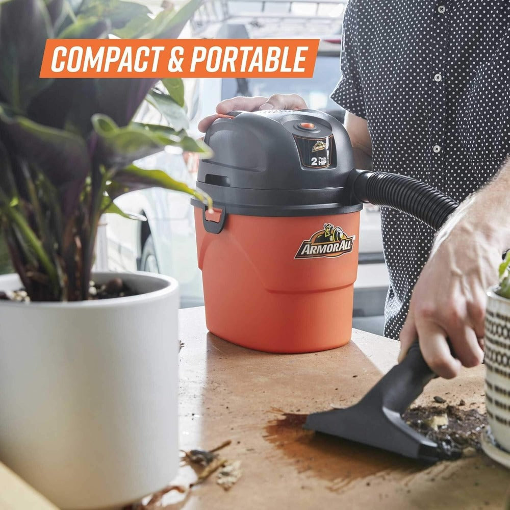 Portable Wet Dry Vacuum Cleaner 1.5 Gallon 2 Peak HP Shop Vac with Blower Function, Compact Car Interior Vacuum for Home Workshop Garage Auto Detailing