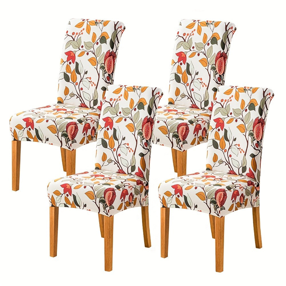 Dining Chair Covers Slipcovers Set of 4 or 6 - Spandex Stretch Milk Velvet Removable Washable Parsons Chair Protector | Anti-Slip Elastic Band | Multiple Prints | Kitchen Dining Room Hotel Ceremony