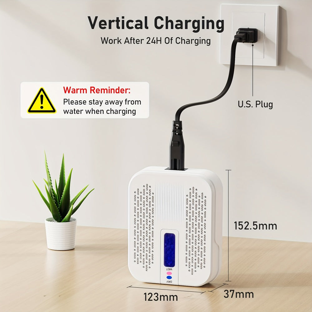 Mini Rechargeable Dehumidifier ¨C Portable Silica Gel Moisture Absorber for Closet, Bathroom, Car, Wardrobe & Bookcase, Reusable Small Dehumidifier with Color-Changing Crystals, Up to 35 Sq Ft Coverage