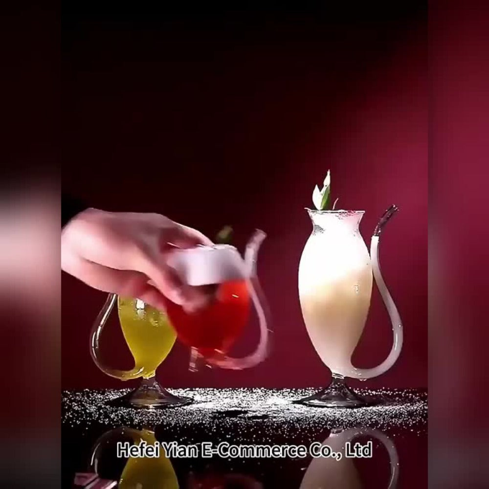 Halloween Cocktail Glasses Set of 4 ¨C 12 Oz Vampire Crane Tail Pirate-Themed Cups with Straw ¨C Reusable Insulated Drinkware for Champagne, Juice & Ice Cream ¨C Halloween & Christmas Party