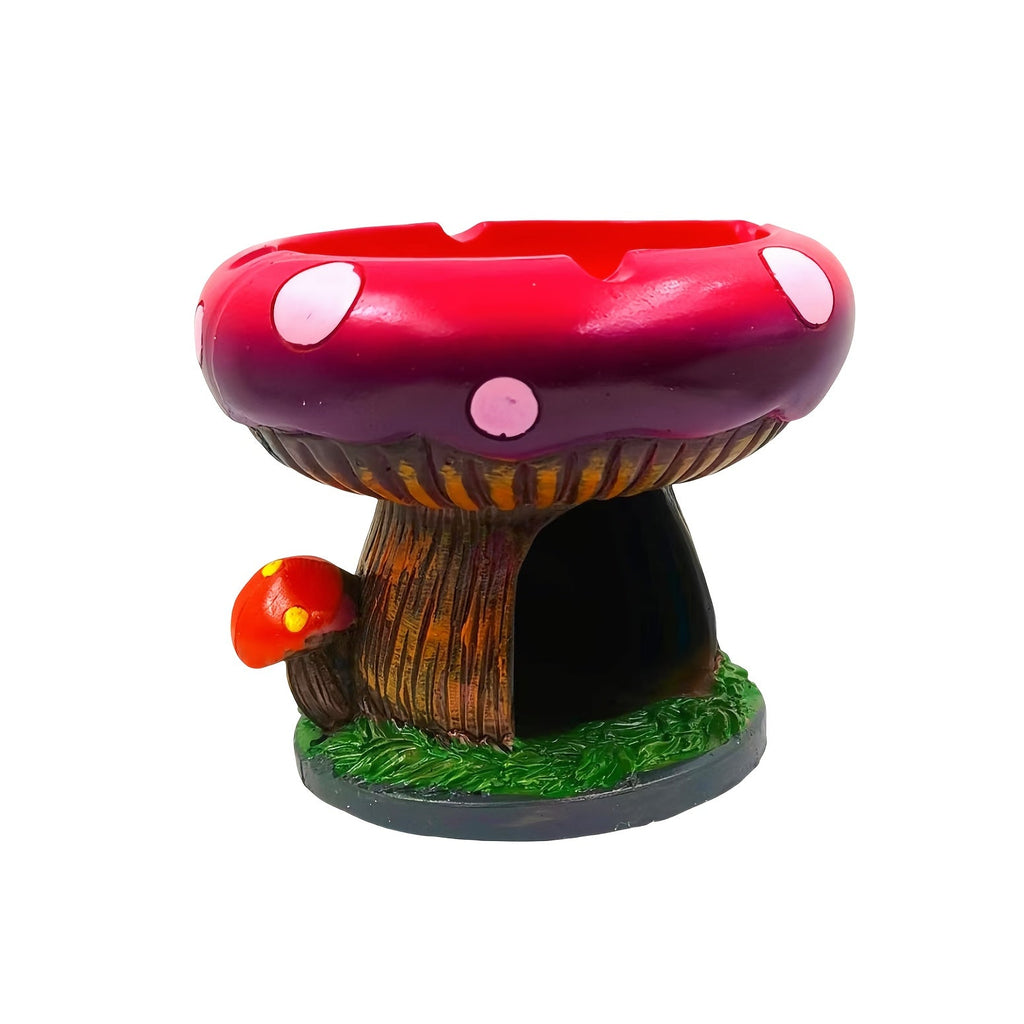 Mushroom Ashtray with Storage Compartment Whimsical Resin Mushroom Shaped Ashtray 5.3x4.5 Inch Purple Pink Cute Ashtray with Cigarette Butt Slot Funny Home Office Decor Unique Desk Accessory