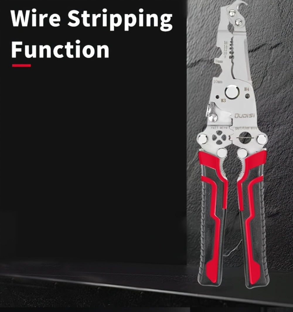 Folding Wire Stripper Multifunctional Pliers Crimping Cutter Tool for Electrician Cable DIY Electronic Maintenance Compact Portable Anti-Slip Spring Clip Car Toolbox Hand Tool