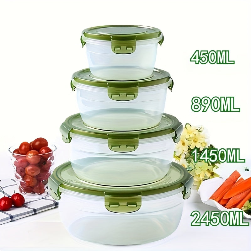 Refrigerator Food Storage Containers Airtight Stackable - Large Capacity Plastic Fridge Organizer Boxes for Fruit, Vegetable, Meat, Eggs & Dumplings, Fresh-Keeping Flip Lid, Easy to Clean, Set of 3/4