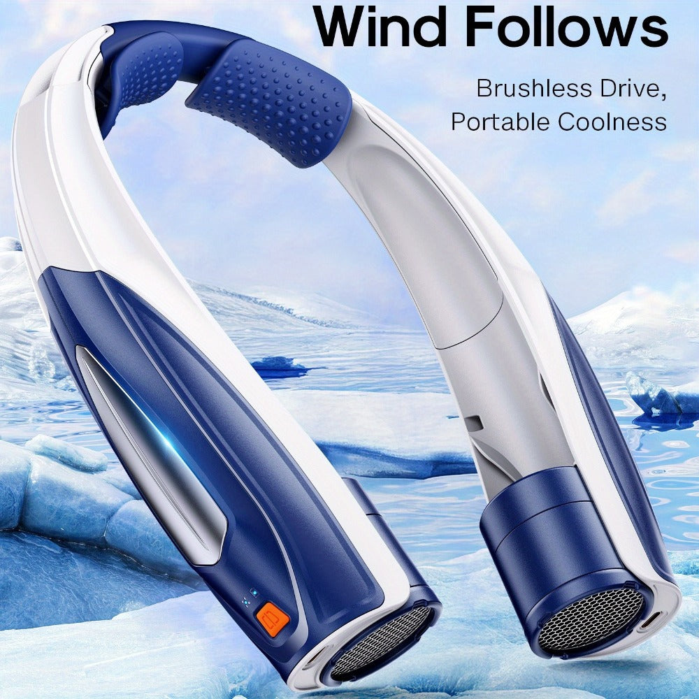 Neck Fan Wearable Bladeless Neckband Fan 3000mAh Dual Battery 6 to 20 Hours Battery Life Dual Wind Speeds Super Quiet Brushless Motor USB Charging Soft Silicone Strap for Work Travel Sports Outdoor