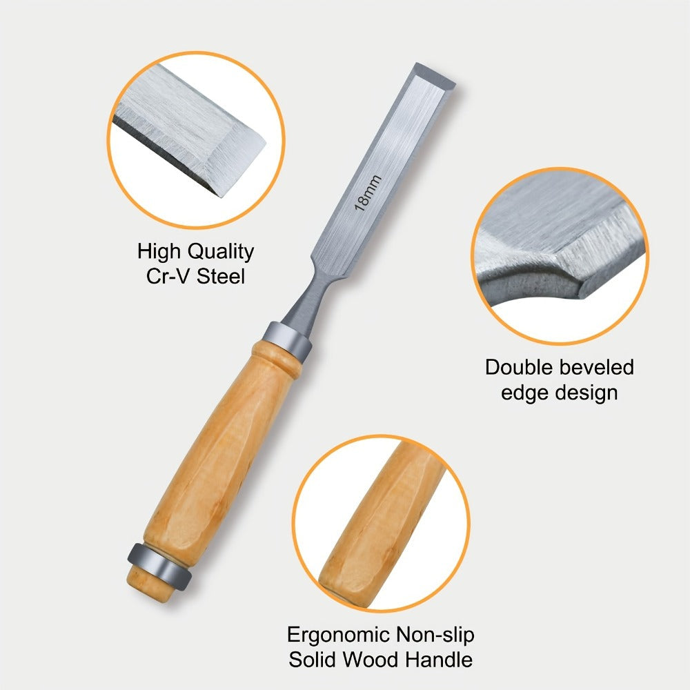 Wood Chisel Set 4pcs ¨C CR-V Steel Woodworking Chisels 6/12/18/24mm, Professional Wood Carving & Carpentry Hand Tools for Beginners and Experts