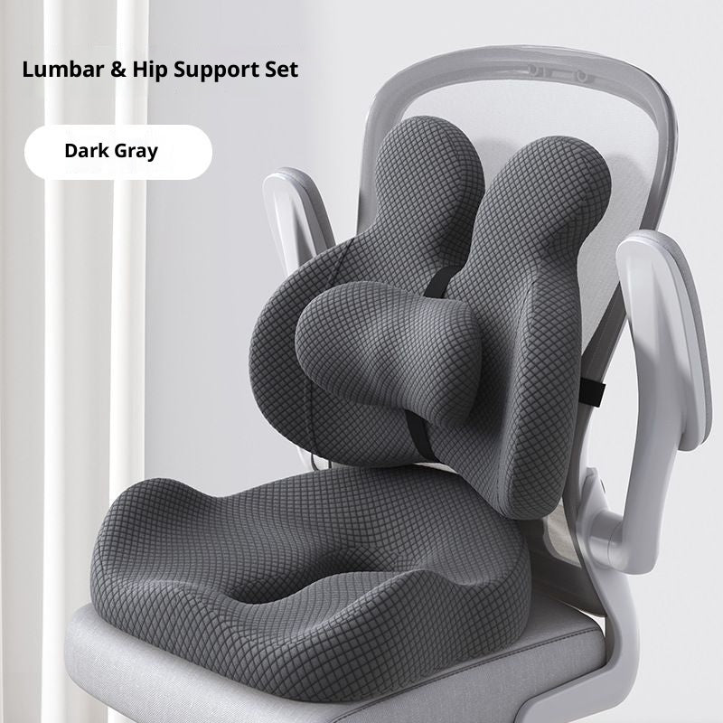 Lumbar Support Cushion & Seat Cushion Set ¨C Ergonomic Office Chair Pillow for Lower Back Pain Relief, Breathable Memory Foam Waist & Hip Support for Home, Car & Desk Chair