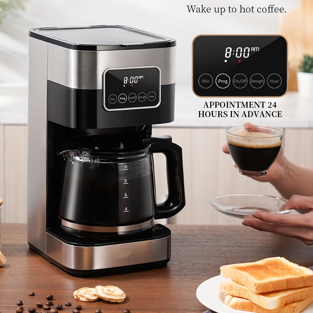 Programmable Drip Coffee Maker 10-Cup Touchscreen Pause and Serve Stainless Steel Carafe Keep Warm Auto Shut-Off for Home Kitchen Office Black