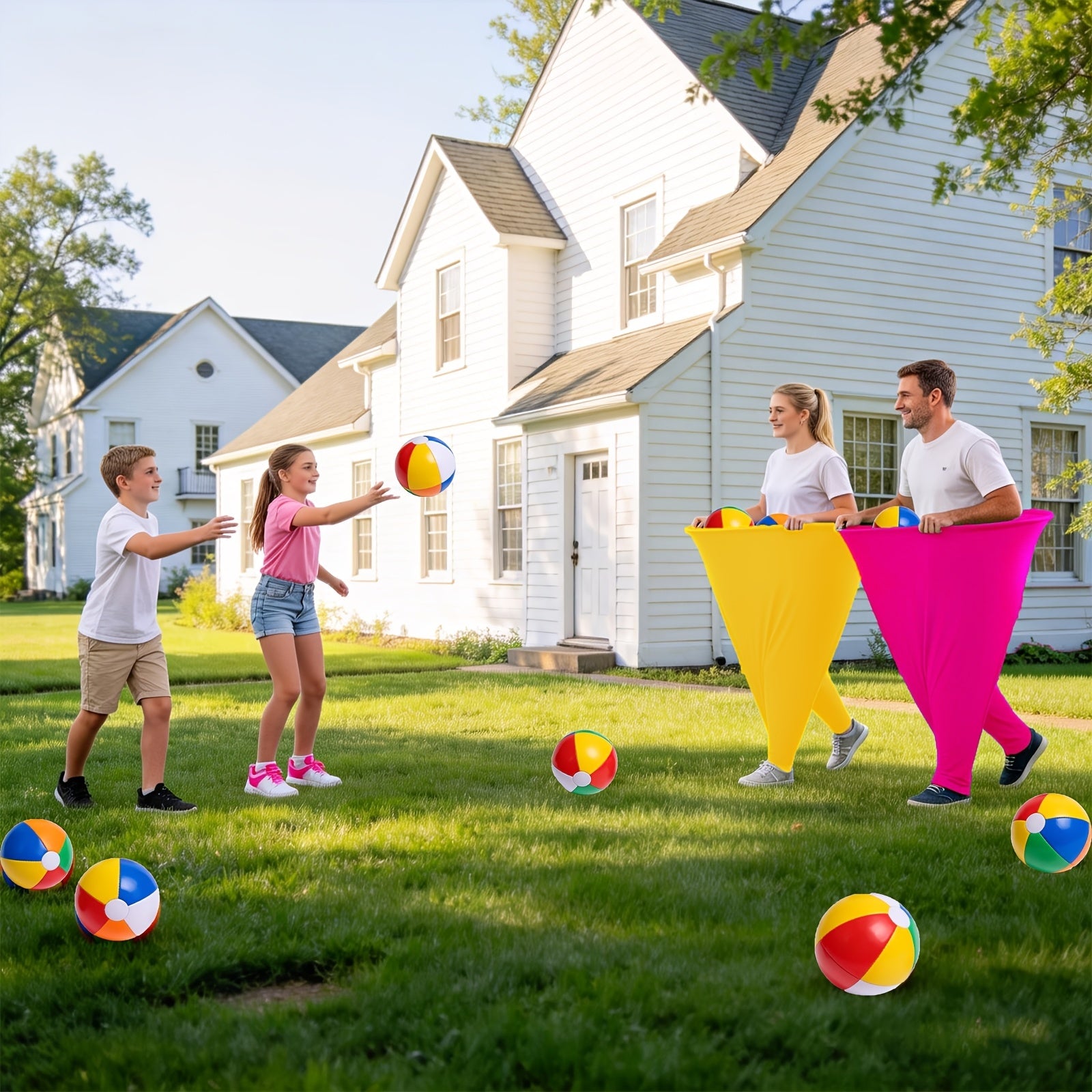 Grandma Pants Game Set 2 Pack ¨C Outdoor Party Ball Pants Game with 12 Elastic Balls & 2 Pumps, Fun Team Building Activity for Adults Kids, Backyard Summer Party Games, Baby Shower, Family Reunion