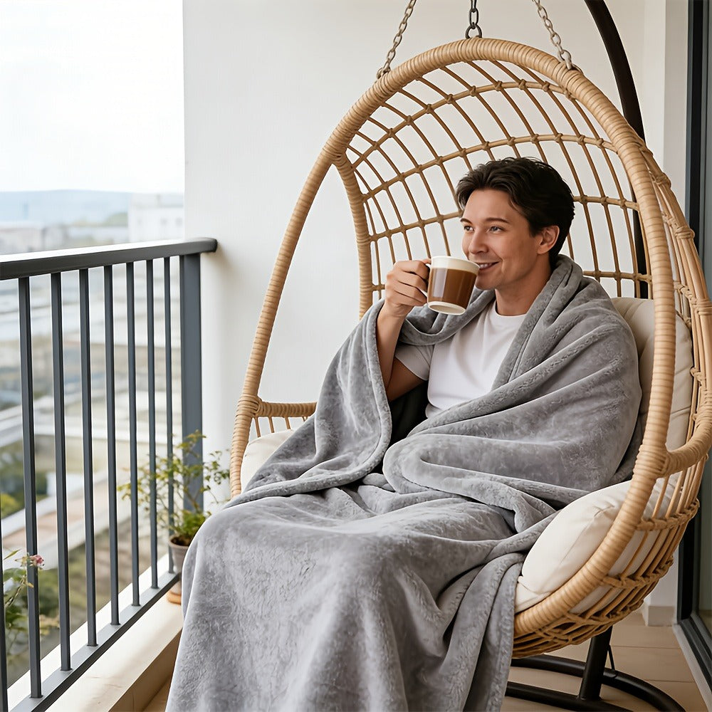 Wearable Blanket Shawl with Inner Pocket - Soft Flannel One-Piece Wrap for Adults Women Men, Cozy Sofa Travel Blanket Machine Washable, Grey Dark Blue Black