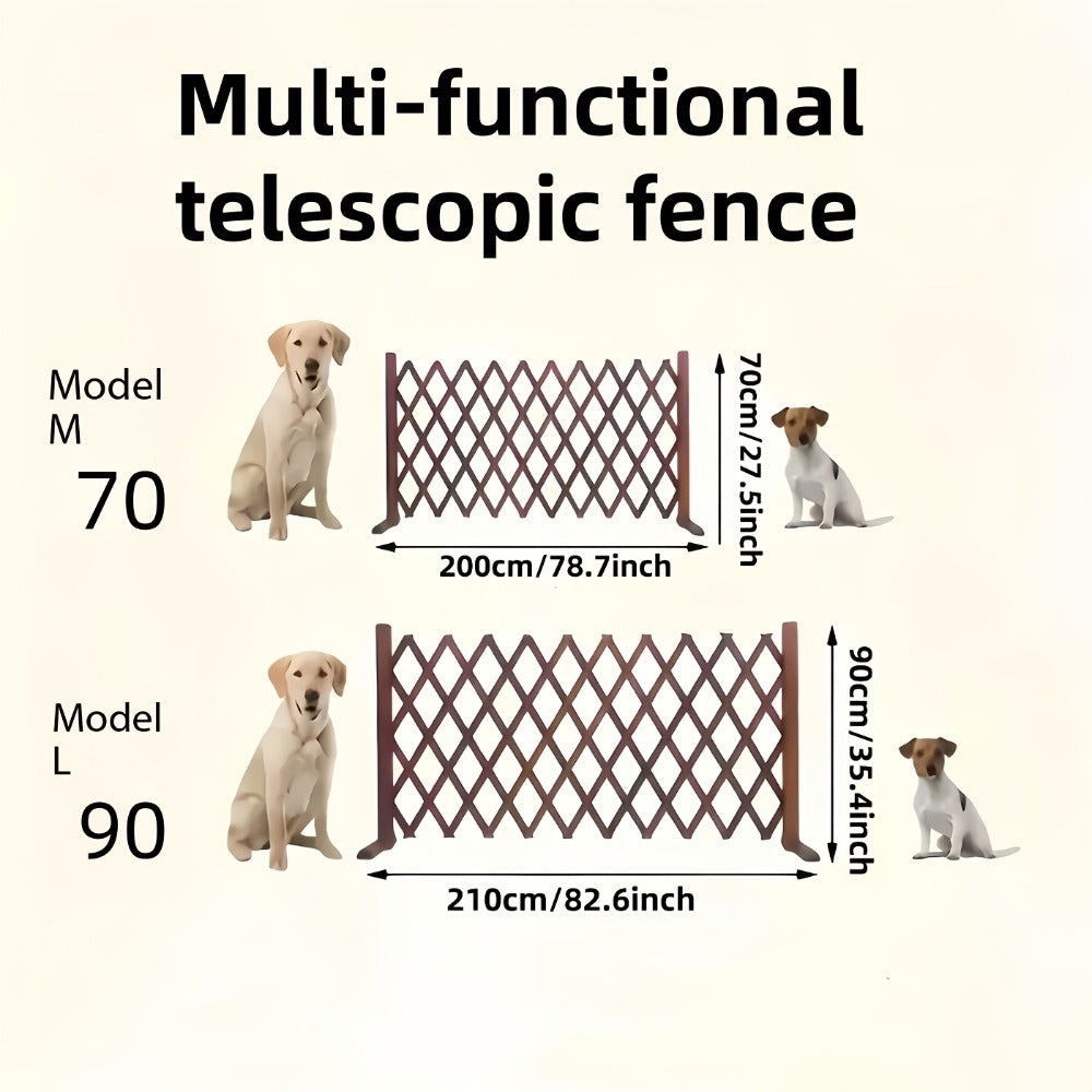 Expandable Wooden Pet Gate Fence Freestanding Retractable Indoor Outdoor Safety Barrier for Dogs Cats - Dark Style Thickened Wood Yard Garden Play Area Divider 27.56 Inch and 35.43 Inch Height Options