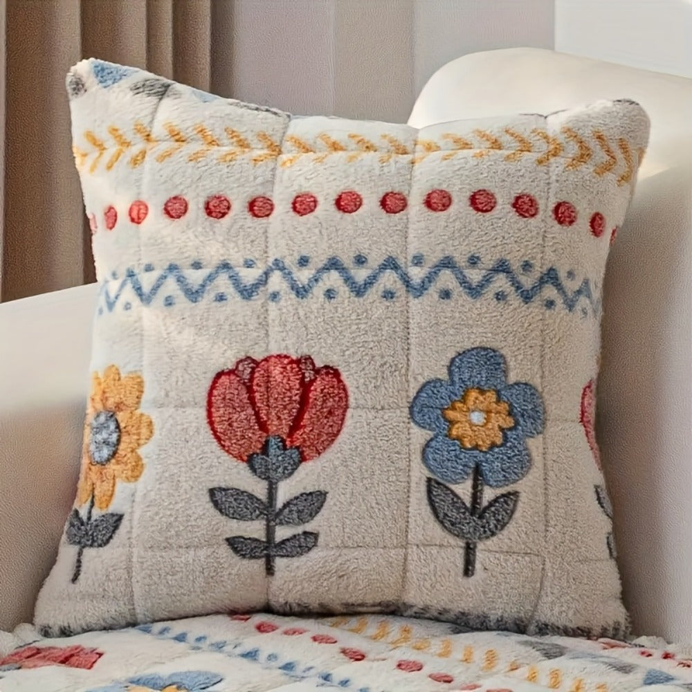 Milk Velvet Sofa Cover Bohemian Floral Print Cozy Warm Thick Machine Washable Sofa Slipcover for 2 3 4 Seater Sofa Couch Living Room - Artistic Boho Style