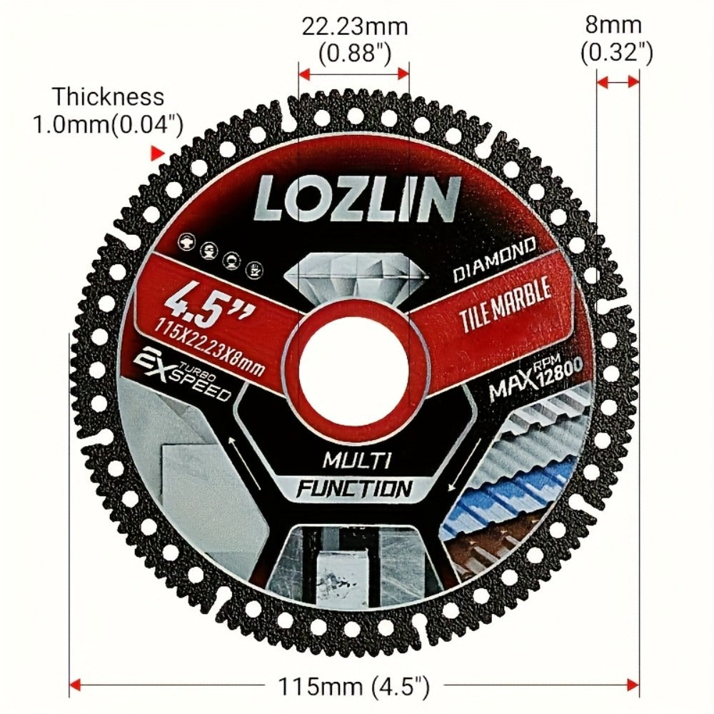 Diamond Tile Saw Blade 4.5 Inch Ultra Thin 3 Pack Precision Cutting for Tile Porcelain Marble Granite Ceramic Trim Chamfer Angle Grinder Compatible Dry Wet Cutting Disc