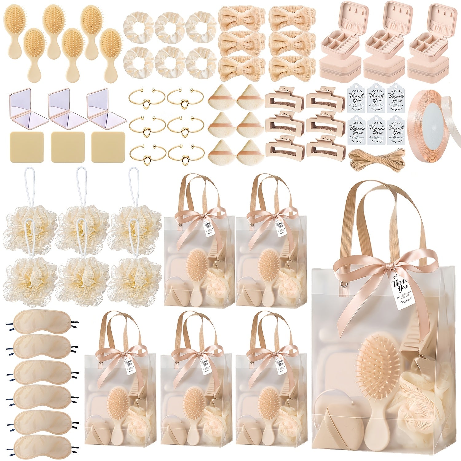 Party Favor Set for Women 74pcs ¨C Wedding & Bridal Shower Gift Pack with Headbands, Bracelets, Jewelry Boxes, Mirrors & Beauty Accessories, Christmas Holiday Gift Bag for Her, Game Winner Prize