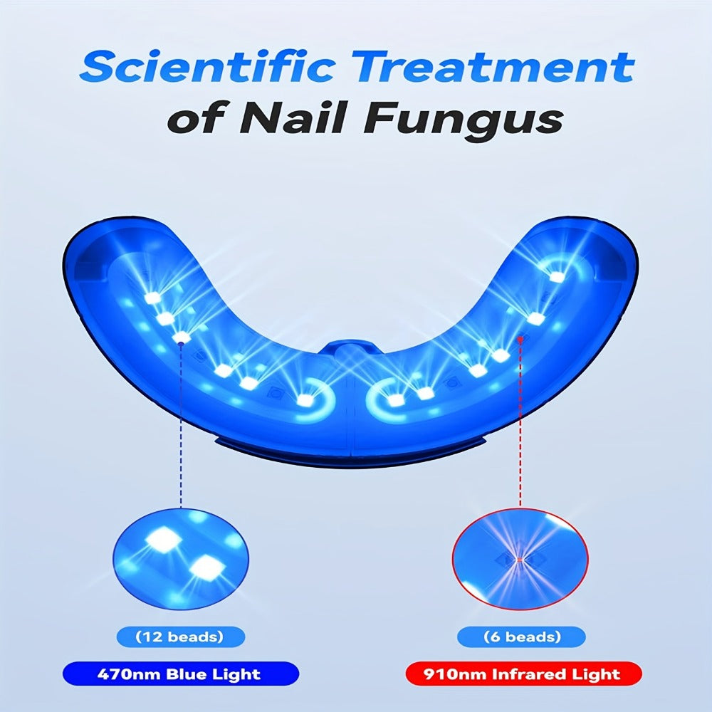 Nail Fungus Laser Treatment Device FDA Cleared - Blue Light 470nm & Infrared 910nm, 3/5/10 Min Timer, Toenail Fingernail Onychomycosis Cleaner Therapy Tool