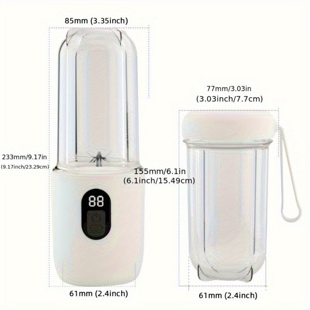 Portable Double Cup Blender & Juicer 2 Sets USB Rechargeable - 1500mAh Personal Mixer with Cups & Motor Base for Smoothies, Milkshakes & Drinks, Travel Blender Gift, Purple Blue Pink White