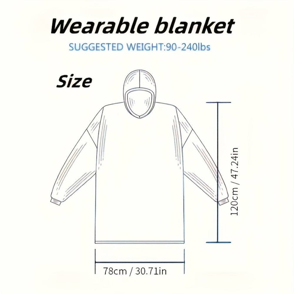 Oversized Wearable Blanket Hoodie Jacket ¨C 350-400gsm Thick Warm Suede Flannel, Hooded Pocket Lazy Coat for Women & Men, 5 Colors