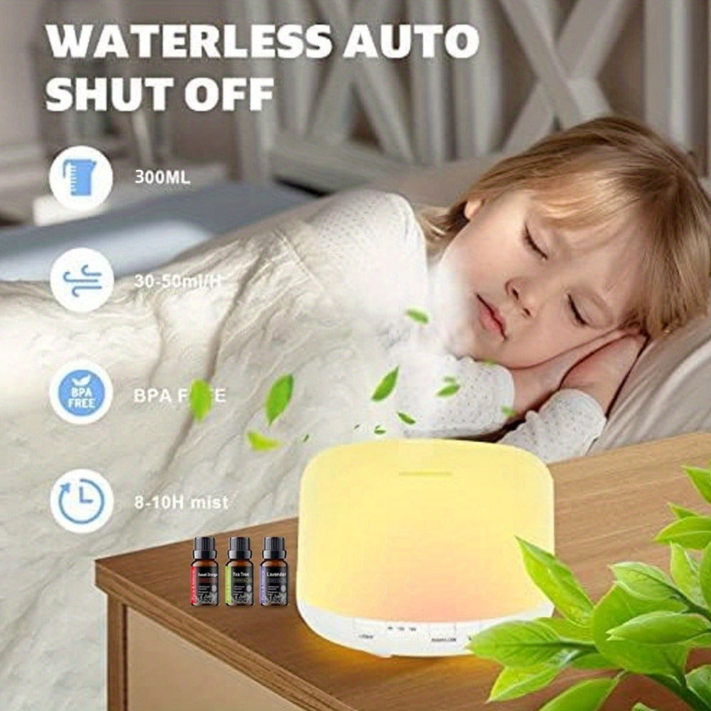 Remote Control Aroma Diffuser 300ml ¨C Humidifier & Mood Light with 6 Premium Essential Oils, Large Capacity 16.91oz Aromatherapy Diffuser for Bedroom, Office & Home, Gift Set