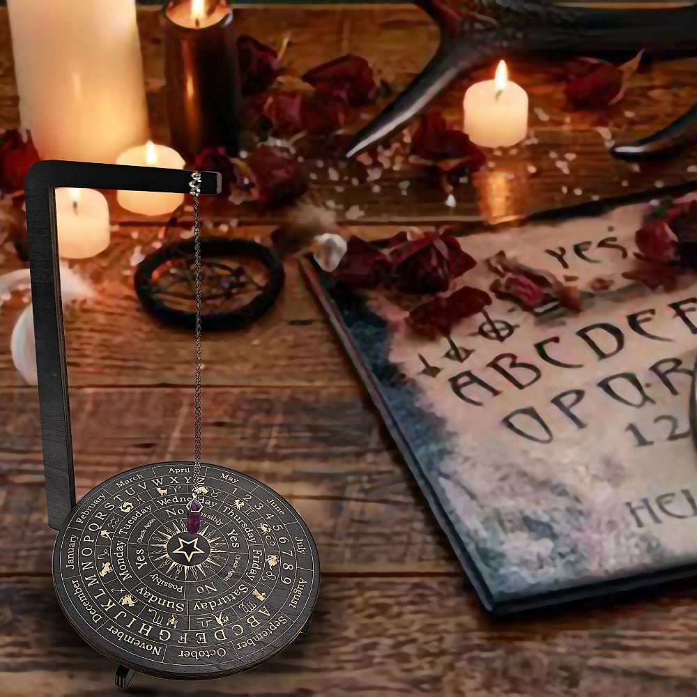 Wooden Pendulum Stand for Divination ¨C Crystal Display Holder, Witchcraft Altar Decor, Meditation Ritual Necklace Organizer & Constellation Moon