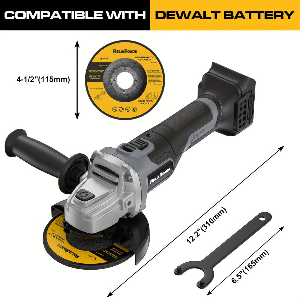 Brushless Angle Grinder for Dewalt 20V Battery - 4-1/2 Inch 9000 RPM with Grinding Wheels, Soft Start & Safety Brake for Grinding, Polishing & Carving
