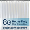 Clear Shower Curtain PEVA 8G Rust Proof Grommets 72x72 Inch - Premium Transparent Waterproof Modern Bathroom Curtain | Single or Set 2 | Easy Clean Smooth Surface | Bathroom Accessories Home Decor
