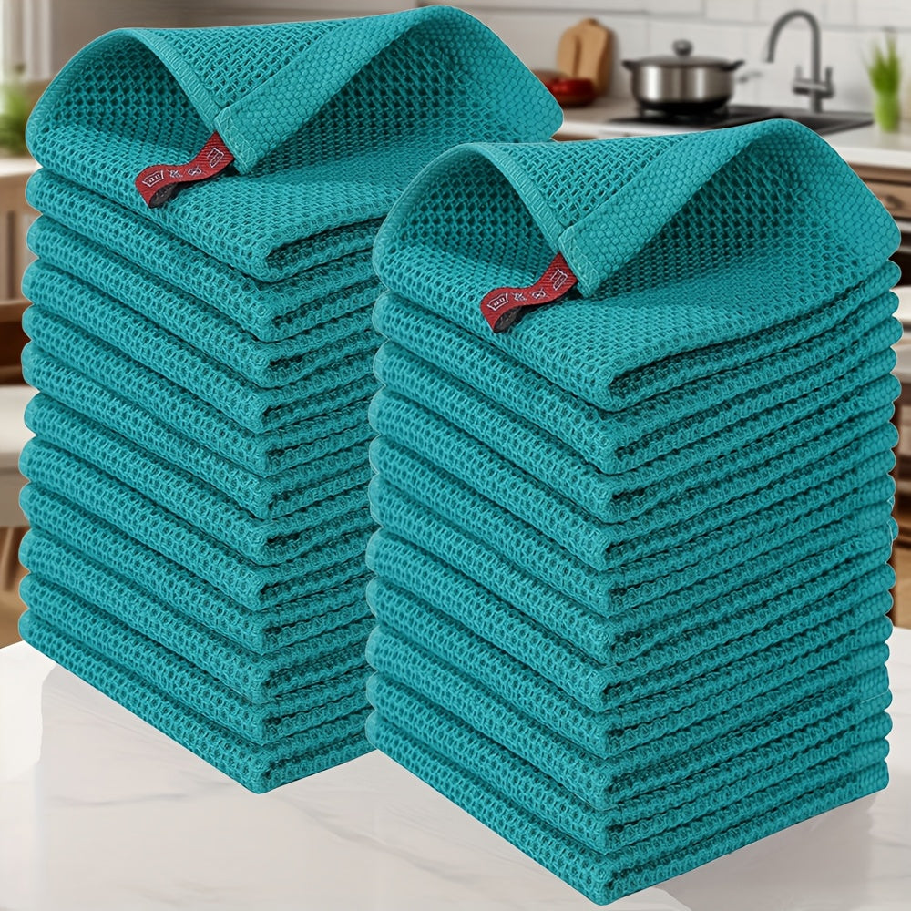 Kitchen Dish Cloths 23pcs 100% Cotton Waffle Weave Ultra Soft Absorbent Quick Dry Dish Towels 12x12 Inch for Cooking Cleaning Wiping Hands Kitchen Decor Gift
