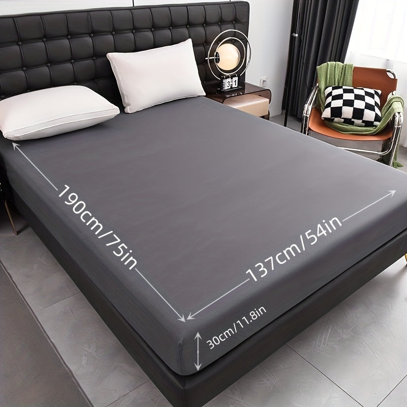 Waterproof Fitted Sheet Soft Breathable Mattress Cover Solid Color Deep Pocket Bed Sheet for Bedroom Guest Room Dorm Twin Full Queen King