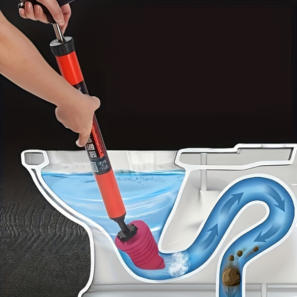 Toilet Plunger Heavy-Duty Air Pressure Drain Cleaner - Pipe Unclogger with Ergonomic Handle, Suction Cup Clog Remover for Toilet Sink Shower Bathtub, Efficient Bathroom Unclogging Tool, 1pc