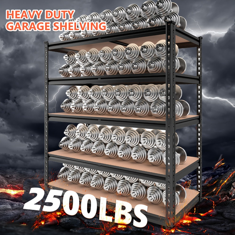Heavy Duty Garage Shelving Unit 5-Tier Metal Storage Shelf ¨C 2000/2500 LBS Capacity Adjustable Steel Shelves for Garage, Basement & Warehouse | 60¡±/72¡± H Utility Rack for Kitchen, Pantry & Workshop