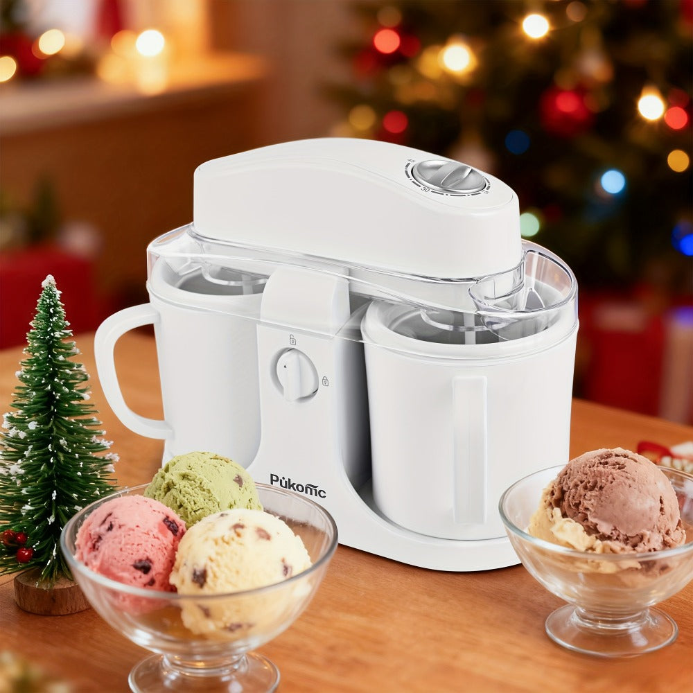 Ice Cream Maker Machine Dual Cup Self-Freezing ¨C Make 2 Flavors Homemade Ice Cream Sorbet Frozen Yogurt at Once, Fast 10-Min Churning, Easy Clean Removable Bowl, Compact Countertop Design