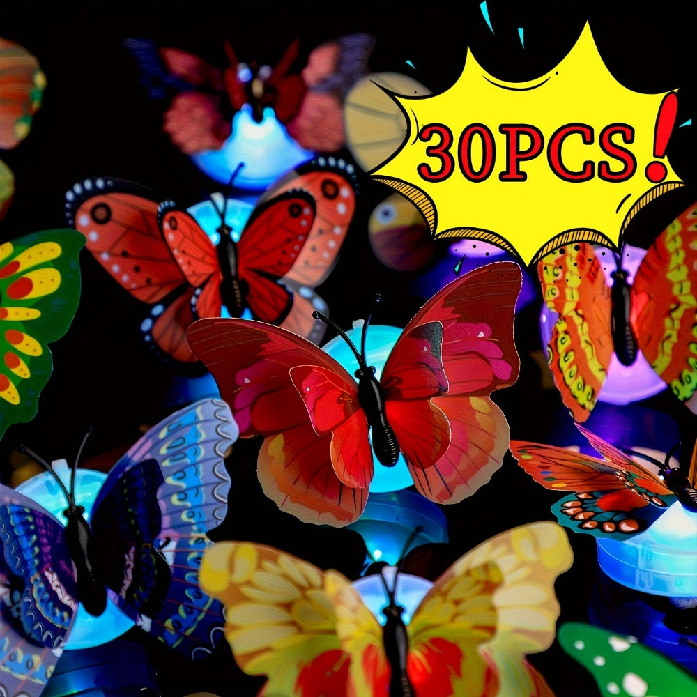 LED Butterfly Wall Stickers 30pcs 3D Glowing Butterfly Decorations Night Light Colorful Wall Decals for Bedroom Living Room Party Wedding Christmas Holiday Home Decor Random Color