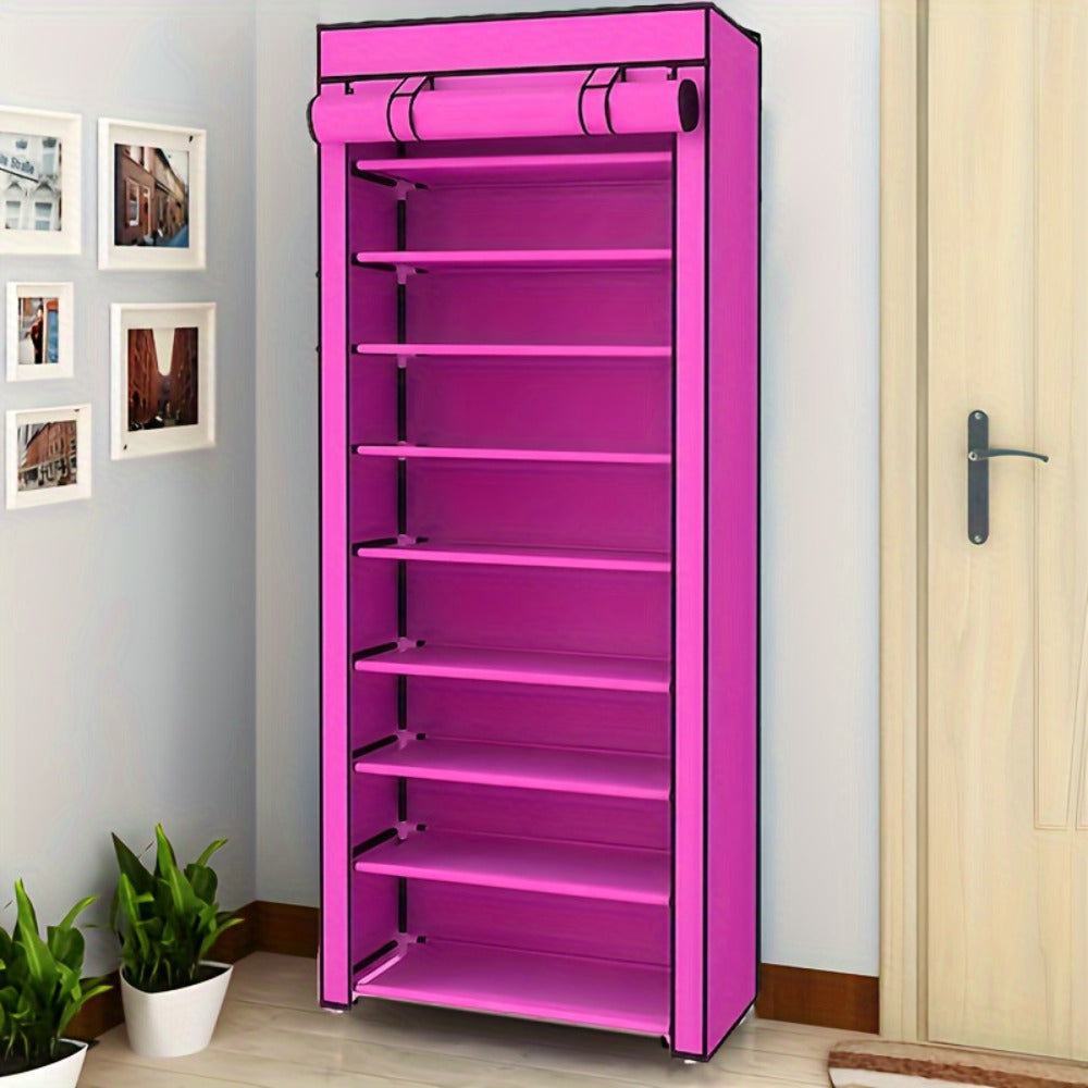 10-Layer Shoe Rack with Dust Cover ¨C Non-Woven Portable Shoe Cabinet Organizer for Entryway, Bedroom & Dormitory Storage