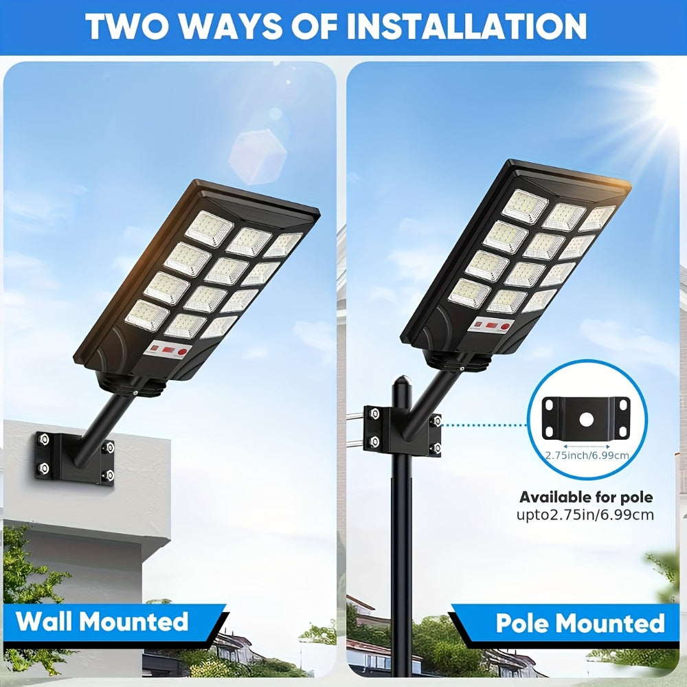 Solar Street Light Outdoor 400 LED ¨C 6500K Waterproof Sensor Flood Light with Remote Control, Dusk to Dawn for Commercial Area, Parking Lot & Night Security Lighting (2 or 4 Pack)