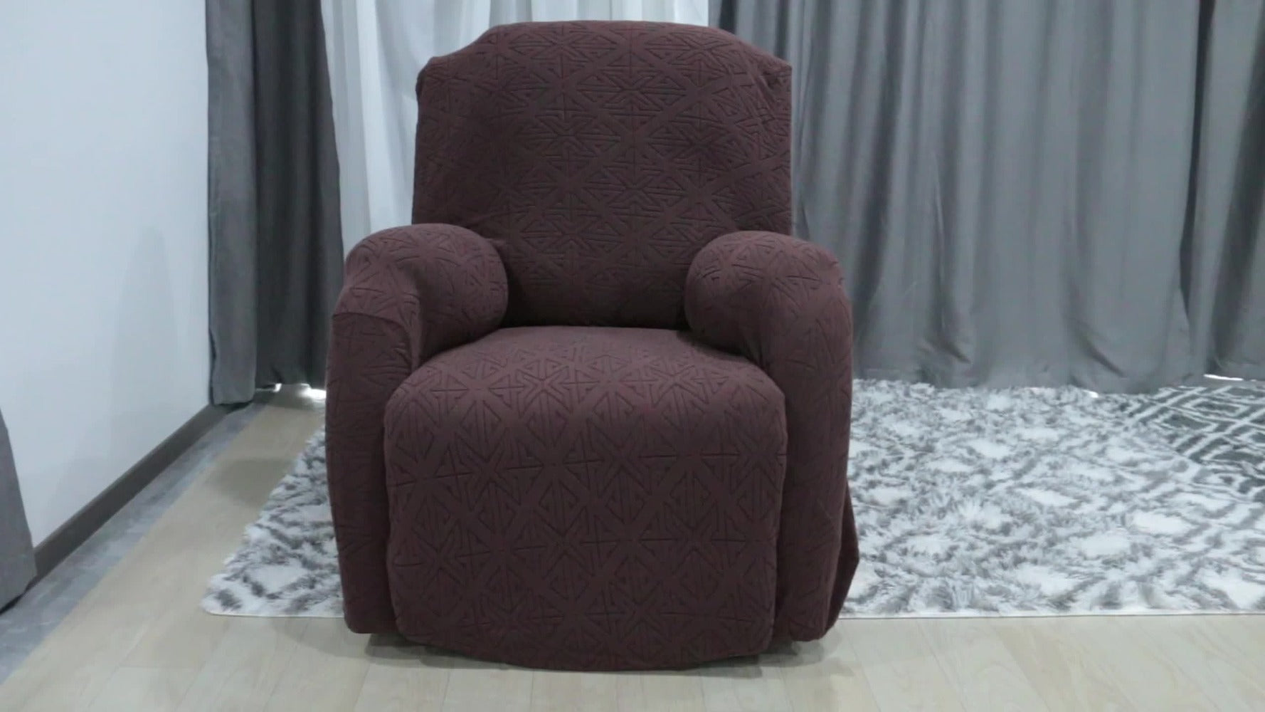 Stretch Recliner Chair Cover 4-Piece Slipcover Non-Slip Elastic Recliner Protector Polar Fleece Jacquard Fabric Pet Scratch Proof Easy Install for Lazy Boy Recliner