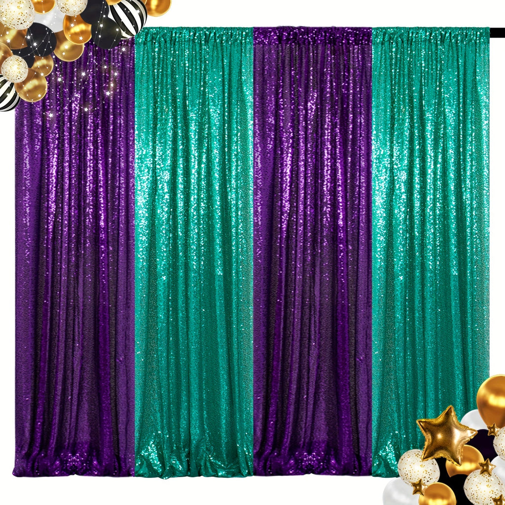 Sequin Backdrop Curtain 4 Panels 2FTx8FT ¨C Shimmer Glitter Background for Wedding Party Photo Booth Decoration