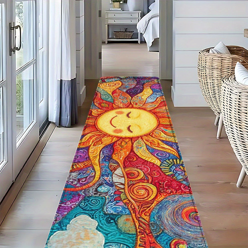 Boho Runner Rug Mandala Non-Slip Washable Soft Polyester Kitchen Hallway Mat Sun Totem Colorful Pattern Living Room Bathroom 5 Designs
