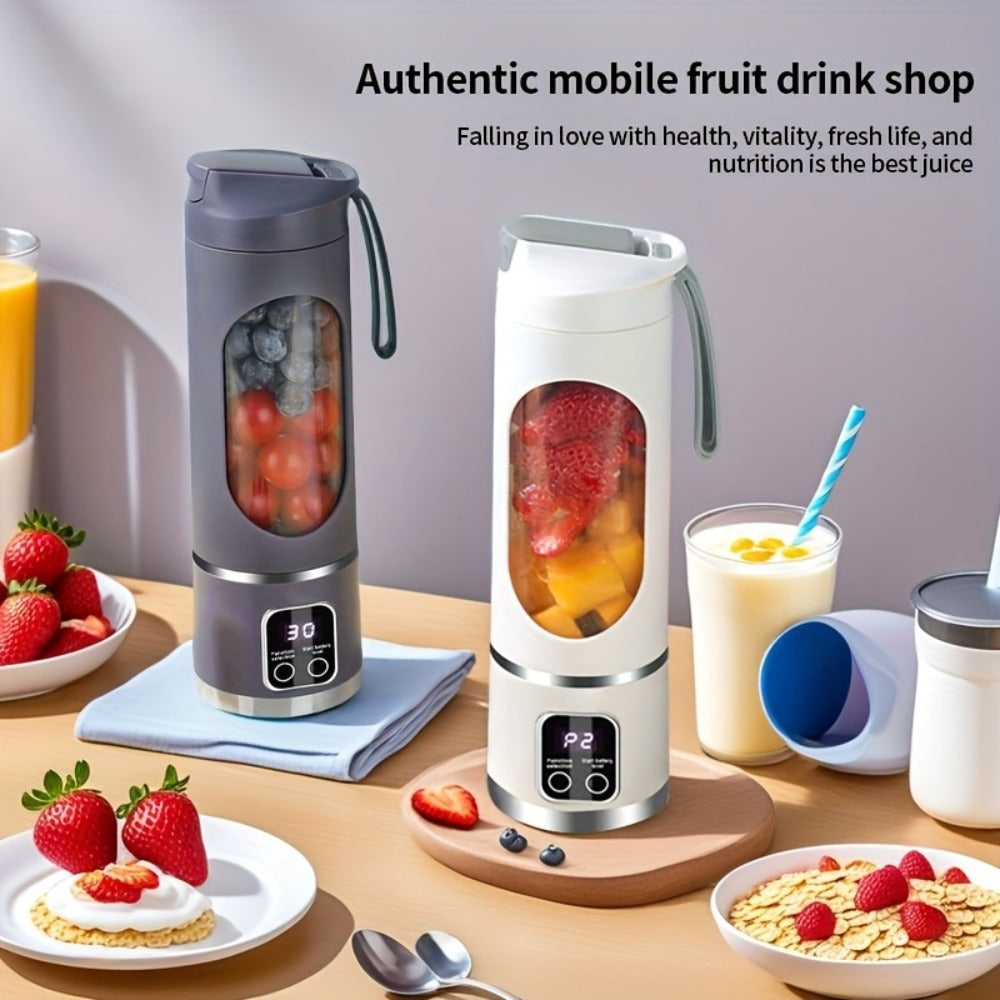 Portable Juicer USB Rechargeable with LED Display - Handheld Personal Blender for Smoothies, Juice & Ice Crush, Li-Ion Battery Powered Mini Juicer Cup for Home, Gym, Travel & Outdoor, Multiple Styles