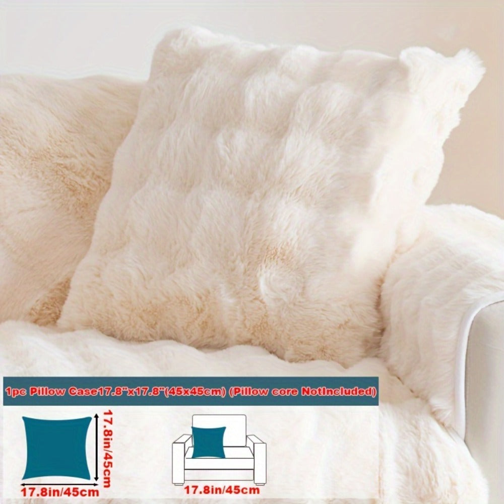 Faux Rabbit Plush Sofa Cover Winter Warm Thickened Anti-Slip Pet Friendly Cushion Protector for Living Room Bedroom Office 1 2 3 4 Seater