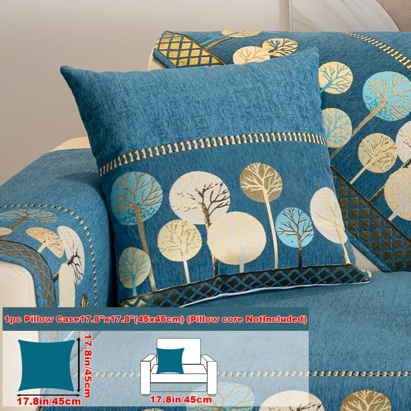 Sofa Couch Cover Light Luxury Geometric Embroidery 1pc - Knit Anti-Slip Four Seasons Universal Pet Friendly Furniture Protection Slipcover | Grey Blue White | Single 2-Seat Living Room Bedroom Office