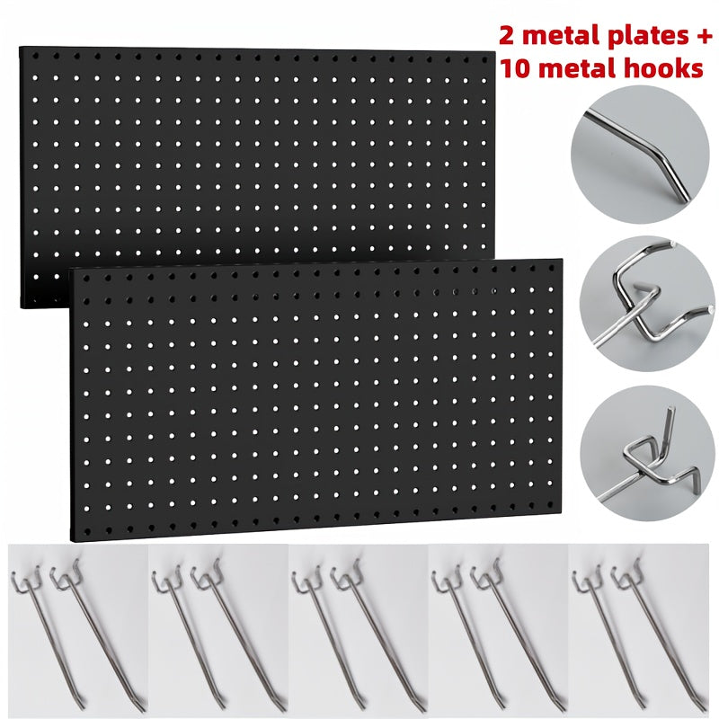 Pegboard Wall Organizer with Metal Hooks - Heavy Duty Garage Tool Storage Board for Workshop Warehouse Wall Mount - Space Saving Tool Rack System for Garage Organization