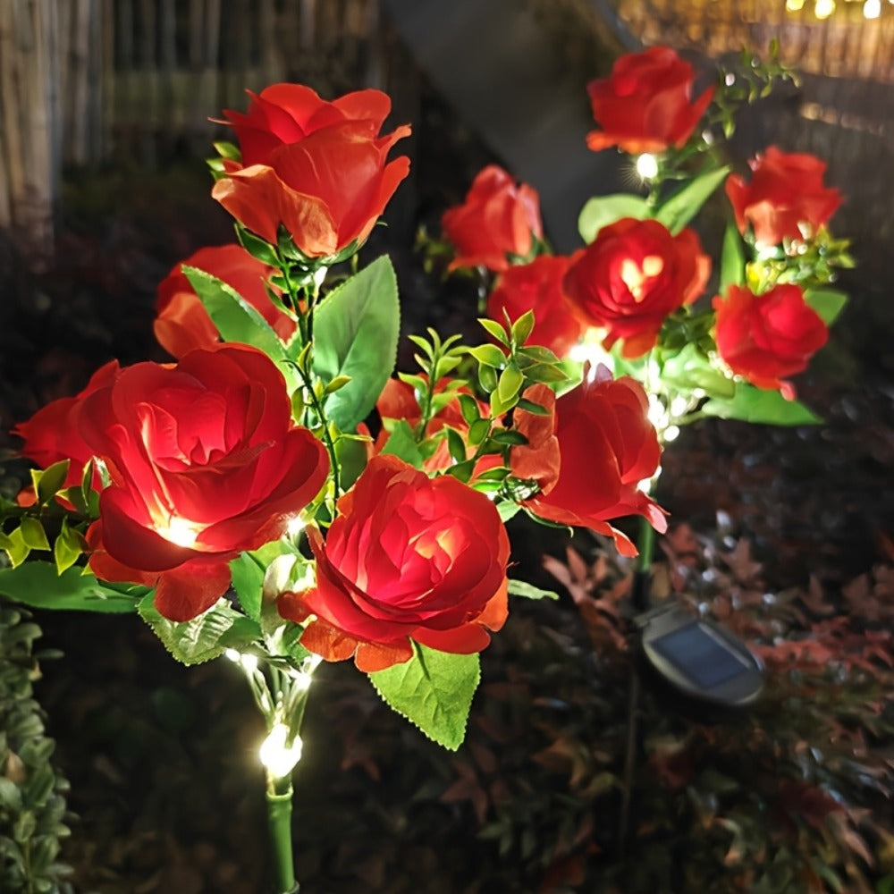 Solar Garden Lights Outdoor 2 Pack ¨C 14 Realistic Rose Stake Lights, Solar Powered Yard & Patio Decor
