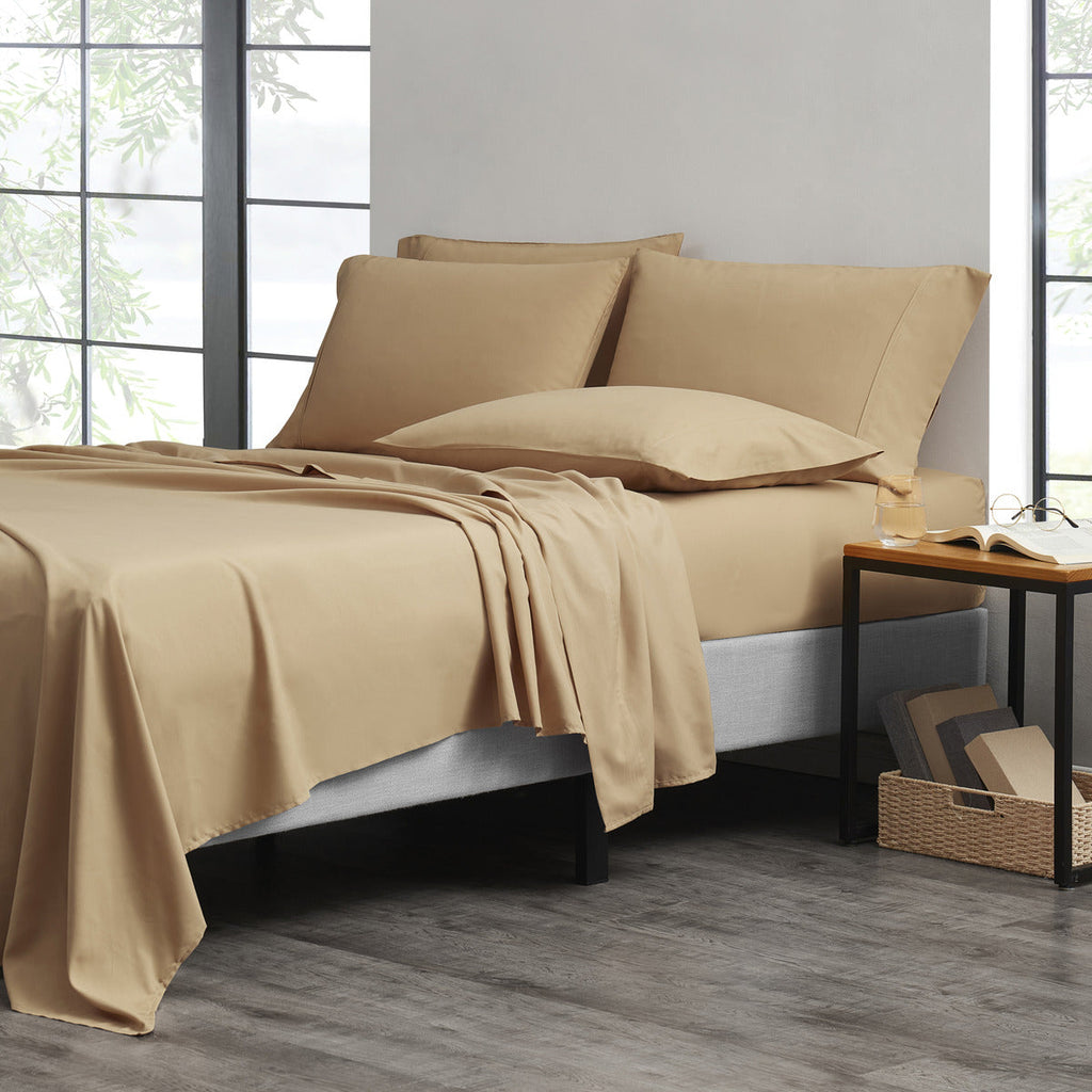 Bamboo Sheet Set 6 Piece Cooling Bed Sheets with Deep 16 Inch Pockets - 2000 Thread Count Microfiber Bamboo Blend Fitted Flat Sheets Pillowcases Twin Full Queen King Cal King