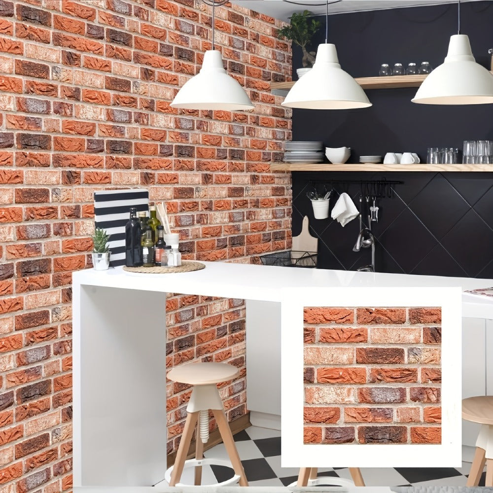 Peel and Stick Tile Stickers 20pcs Vintage Brick Pattern Self-Adhesive Waterproof Wall Tiles for Kitchen Bathroom Toilet ¨C Removable Oil-Proof Backsplash Wall Art Decor